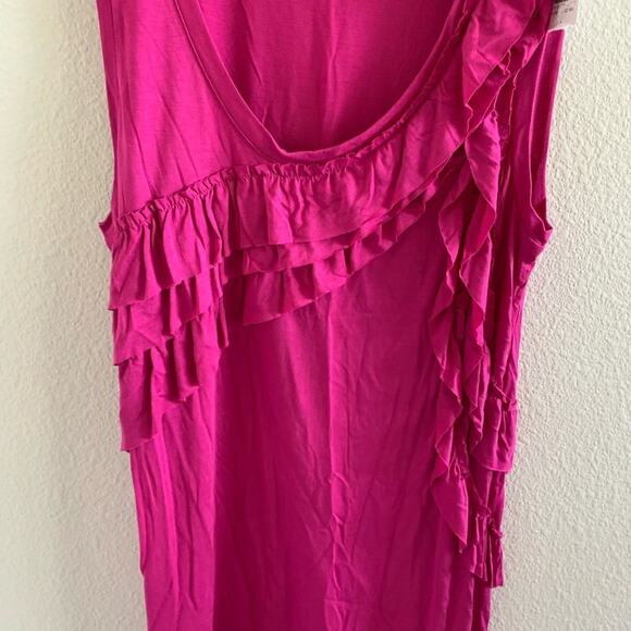 NWT LOFT Ann Taylor Pink Ruffle Tank Large - Picture 3 of 4